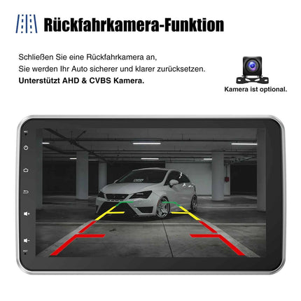 Universal Autoradio MOPECT Android 15 10.1" 360° Touchscreen 1 DIN Wireless CarPlay Android Auto GPS Navi RDS WiFi Mikrofon FM