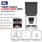 5G Automatic Cat Feeder With 1080p Camera Video WiFi Cat Food Dispenser Pet Smart Voice Recorder Remote Control Pet Auto Feeder