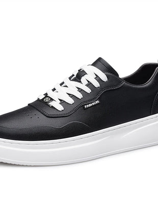 Men's Casual Genuine Leather Shoes, Fashionable Lace-up Sneakers, Comfortable Walking Shoes, Men's Skateboard Footwear, Tenis Masculino