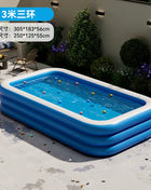 Inflatable Pool Made of Thick PVC, Foldable, Portable, Large for Families, Garden, Children and Adults, with Slide, Pool Accessories