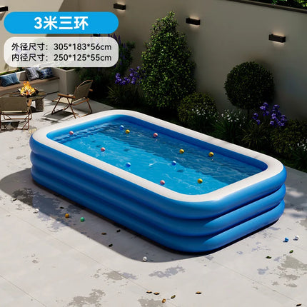 Piscina Gonfiabile in PVC Spesso, Pieghevole, Portatile, Grande per Famiglie, Giardino, Bambini e Adulti, con Scivolo, Accessori per Piscina