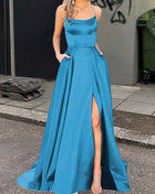 Nuovo per le donne Abito elegante Moda estiva Festa notturna Formale Abito da sera lungo con spalline Abiti da sposa eleganti