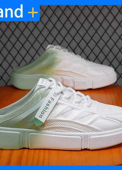 Scarpe da Passeggio Uomo in Mesh Casual Estive Nuove Ciabatte Baotou con Tacco Basso Comode Morbide Antiscivolo per Esterni