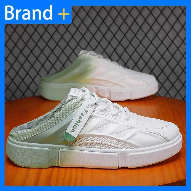 Scarpe da Passeggio Uomo in Mesh Casual Estive Nuove Ciabatte Baotou con Tacco Basso Comode Morbide Antiscivolo per Esterni
