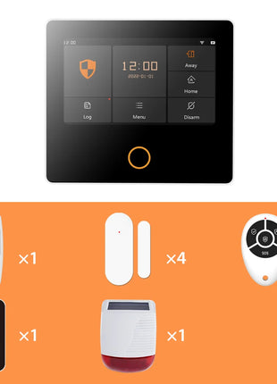 Staniot WiFi SecPanel 5 sistema di allarme domestico Wireless Tuya Smart 4.3 "Kit di sicurezza Touch Screen sirena integrata APP telecomando,Batteria integrata da 1500 mAh, supporto per Alexa