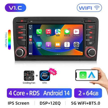 Junsun 7'' Wireless CarPlay Android Auto Car Radio Multimedia For Audi A3 8P S3 2003-2012 4G WiFi GPS Navigation Autoradio