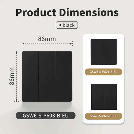 GEYA GSW6-S 1/2/3gang 86-Type Push-Button WiFi Smart Switch (Line-Neutral Version) - Wall Switch