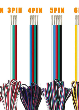1m/5m/10m 2PIN 3PIN 5PIN 6PIN LED Wire Cable 22AWG Electric Wires Extension For WS2812B WS2811 5050 RGB RGBW LED Strip Light