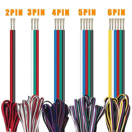 1m/5m/10m 2PIN 3PIN 5PIN 6PIN LED Wire Cable 22AWG Electric Wires Extension For WS2812B WS2811 5050 RGB RGBW LED Strip Light