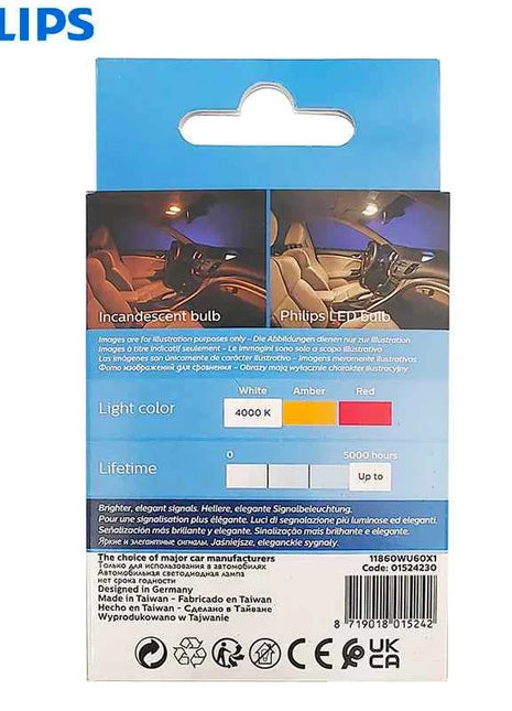 Philips Ultinon Pro6000 LED C5W Festoon 30mm 4000K White Auto Interior Read Dashboard License Plate Light No Error 11860WU60X1