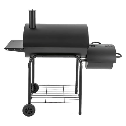 Freestanding Charcoal Grills Family Size Barbecue Smoker with Side Table, Wheels ＆ Food Shelves--147*70*126cm