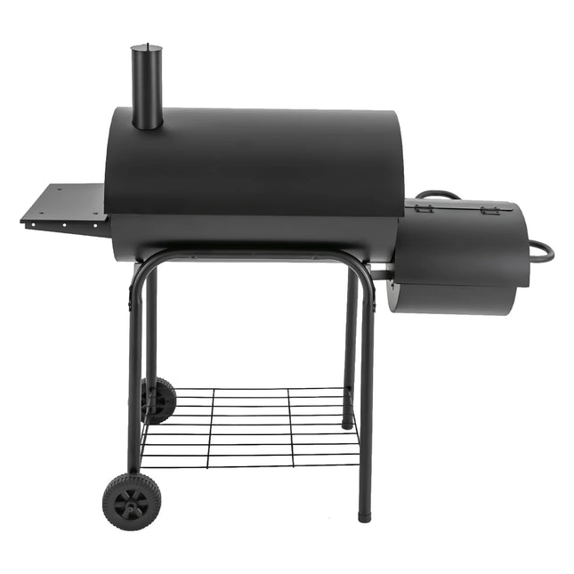 Freestanding Charcoal Grills Family Size Barbecue Smoker with Side Table, Wheels ＆ Food Shelves--147*70*126cm