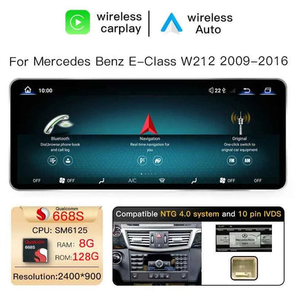 Uckazy 12.8" 2400*900 Snapdragon 665 Android 14 Car Multimedia Wireless CarPlay For Mercedes Benz E Class W212 2009 - 2015 Car Radio Player Video DSP Stereo Touch Screen 4G WiFi BT