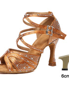 DKZSYIM Women's Latin Dance Shoes with Rhinestones - Salsa and Ballroom