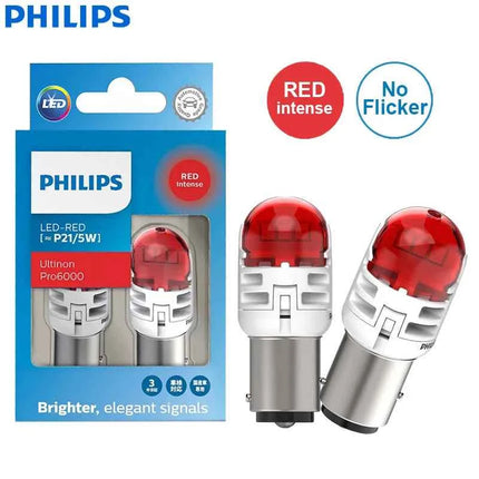Philips Ultinon Pro6000 LED P21/5W 1157 S25 Two Contacts Amber Red White Car Turn Signal Stop Lamps No Flash Flicker Error Free