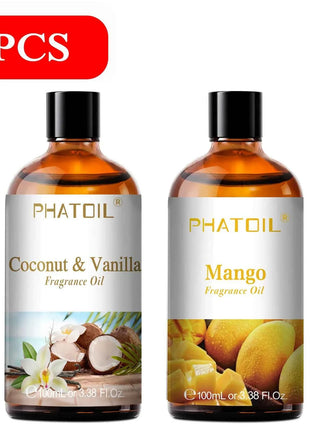 PHATOIL 100ml Aromatherapy Fragrance Oil Coconut & Vanilla Strawberry Cherry Lemon 1/2/3pcs Aroma Oil For Diffuser Candle Making