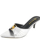 2024 New Women's Summer Pointed Toe Fish Mouth High Heel Slippers Non-slip Outdoor Sexy Slippers GJ Metal Decorative Single Shoes