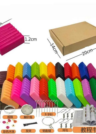 24 colori argilla polimerica Fimo fai da te set di argilla morbida stampaggio forno artigianale cottura blocchi di argilla giocattolo per l'educazione precoce per i bambini