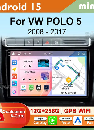 Android 15 For Volkswagen VW POLO 5 Sedan 2008 - 2023 Car Radio Navigation Multimedia Player Carplay Auto Stereo DSP WIFI+4G GPS