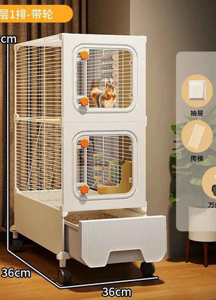 Multi-Level Wire Squirrel Cage, Extra Tall Sugar Glider Habitat, Oversized Chinchilla Villa Cage, Easy-Clean Pet Play House