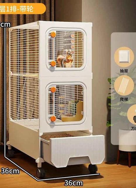 Multi-Level Wire Squirrel Cage, Extra Tall Sugar Glider Habitat, Oversized Chinchilla Villa Cage, Easy-Clean Pet Play House
