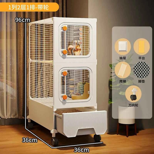 Multi-Level Wire Squirrel Cage, Extra Tall Sugar Glider Habitat, Oversized Chinchilla Villa Cage, Easy-Clean Pet Play House