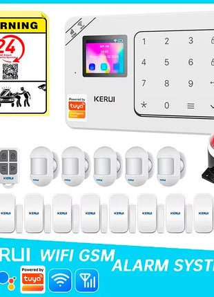Sistema di Allarme GSM KERUI, Pannello di Allarme Domestico WiFi con Batteria Integrata, Kit di Allarme di Sicurezza Wireless 433MHz per Casa, Compatibile con Tuya Smart W181