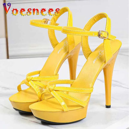 2023NEW Femal Shoes sandali da donna piattaforma Sexy tacchi alti 13CM Sexy Open Toe scarpe da sposa da donna sandali modello scarpe da passerella