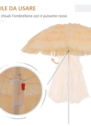 Outsunny Ombrellone da Spiaggia e Giardino a 8 Stecche con Palo Inclinabile e Design Portatile, in Poliestere e Metallo, 1.6x2 m, Beige