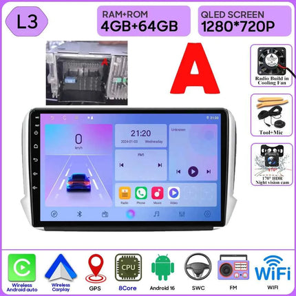 Android 16 GPS Navigation For Peugeot 2008 208 Series 2012 - 2018 Carplay Car Radio Multimedia Player Stereo Video BT 2k Screen