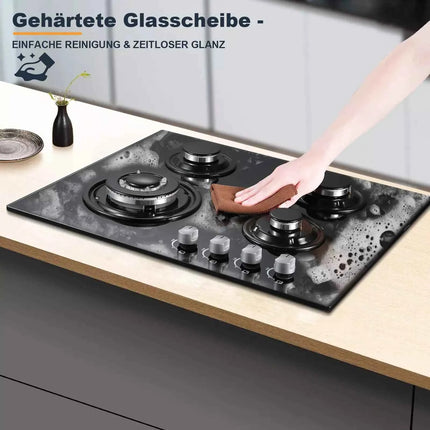 Piano Cottura Topstrong 4 Fuochi Vetroceramica Da Incasso - Gas Naturale e GPL