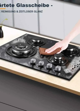 TopStrong 4-Burner Glass Ceramic Built-in Hob Natural Gas Propane Gas Hob