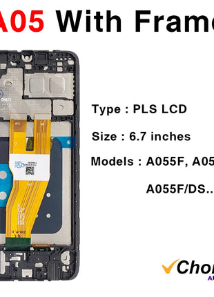 A05 Screen for SAMSUNG A05S A057 LCD Display Touch Screen Digitizer Assembly for Samsung A05 A055 with Frame LCD Display
