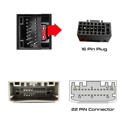Adattatore per cablaggio radio Scatola decodificatore CAN Bus Cavo da 16 pin a 22 pin per Jeep Wrangler Cherokee Compass Dodge Journey Ram 1500