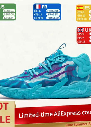 Puma MB.03: Scarpe da Basket Basse Eleganti, Trendy e Versatili con Design Unico - Stile Unisex in Blu e Viola 309867-01