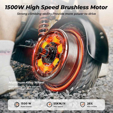 iScooter DX5 Electric Scooter 1500W 15.6Ah Scooter for Adults 72KM Range 15''Scooter with NFCs 55KM/h Speed