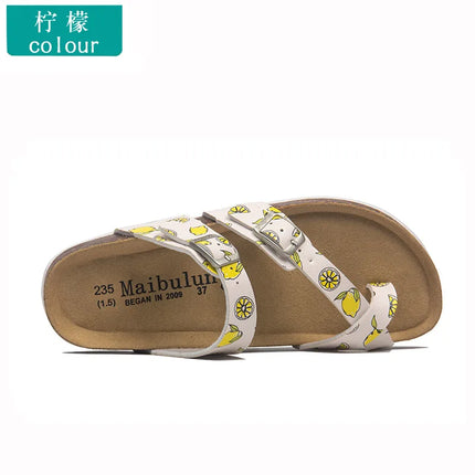 28 colori New Summer Beach Infradito in sughero Sandali Donna Pu Leather Colore misto Scarpe da pantofola per San Valentino all'aperto