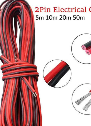 DC12V 2Pin Extension Electrical Power Wire 5M~100M Red Black Connect Cable 18 20 22 AWG PVC Copper Cord Line For LED Strip Light