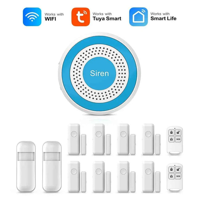 PGST WiFi Alexa Tuya Smart Life Home Alarm Security System Kit Set Home Automation Alarm Security Protection Door Motion Sensor
