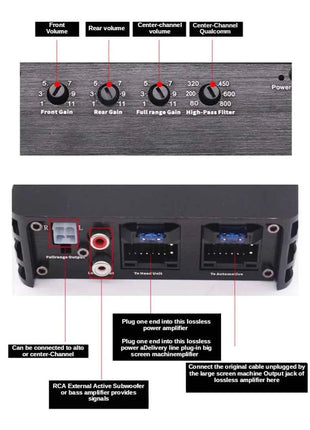 Car Power Amplifier 4*60W  Car DSP Audio Speaker Amplifier Lossless Audio Processor For Android Large Screen Dedicated 1pcs