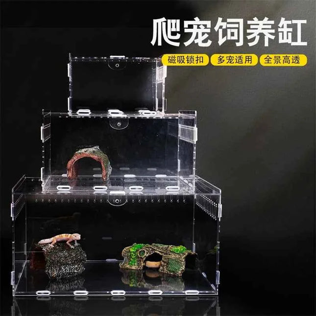 Acrylic Terrarium Enclosure With Thermometer For Reptiles And Invertebrates Desktop Display Box For Kids Gift For Hobbyists