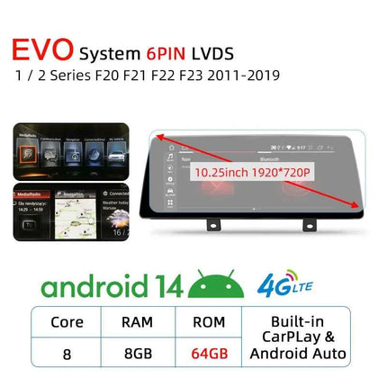 Wireless Carplay Android 14 For BMW F20 F30 F21 F22 F31 F32 F33 F34 F36 NBT EVO Multimedia Player Auto Radio Screen GPS