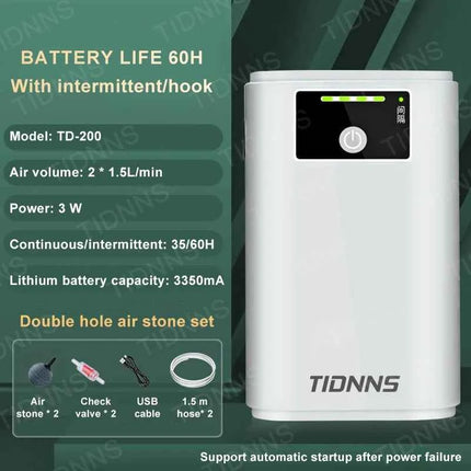 Aquarium Fish Tank Oxygen Pump Charging Dual-Purpose Air Pump Usb Lithium Battery Household Portable Fishing Mute 6000mA Outdoor
