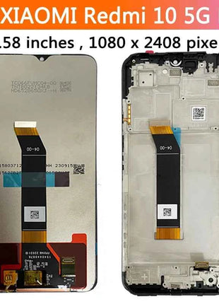 Schermo da 6,58" per Xiaomi Redmi 10 5G Display LCD Touch Screen digitale con cornice per Redmi 10 5G 22041219 G, 22041219 NY