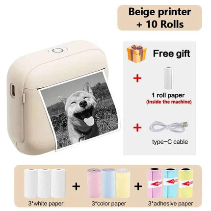 58mm Mini Portable Thermal Printer Wireless Pocket Photo Printer For IOS Android With USB Cable For Photo Sticker Label Printing