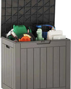 Outdoor Storage Box, 100 Gallon Deck Box, Waterproof Resin Storage Bench for Patio Cushions