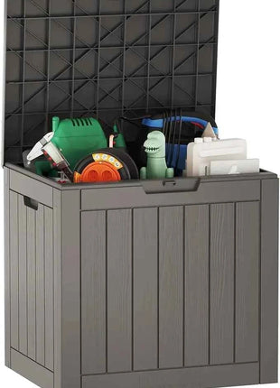 Outdoor Storage Box, 100 Gallon Deck Box, Waterproof Resin Storage Bench for Patio Cushions