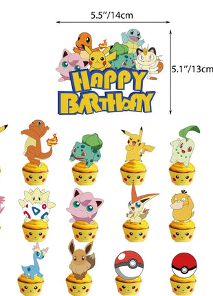 Forniture per decorazioni per feste di compleanno a tema Pokemon Cartoon Pokemon Go Stoviglie Tazze Piatti Palloncino Pikachu per bomboniere per baby shower