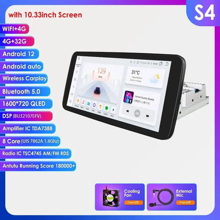 8+128G 10.1'' 360 Rotatable 1 Din AutoRadio GPS for Universal Car Multimedia Player Stereo 1DIN Video Autoradio Carplay HeadUnit