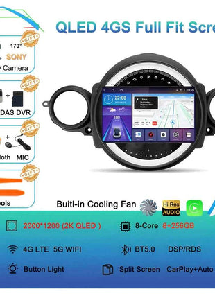 Android16 Radio Qled For BMW MINI Cooper R56 R60 2007 - 2014 Car intelligent systems Navigation GPS Carplay Android auto WIFI+5G
